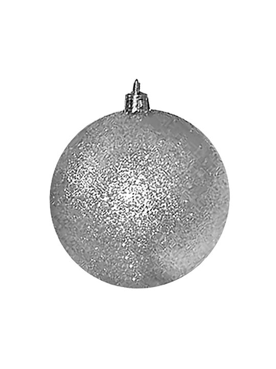XMASfest Ornament de Crăciun Bilă Plastic Argint cu Pulbere de Aur cu Paiete 4buc Set 12buc