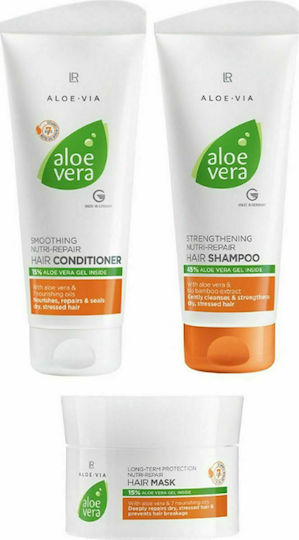LR Aloe Vera Hair Care Set for Reconstruction and Nourishment for Damaged Hair with Shampoo Mask and Conditioner 3 Pieces