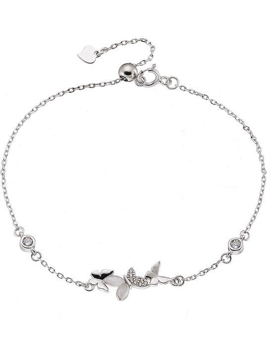 Oxzen Bracelet Chain Butterflies made of Silver Gold Plated with Zircon