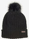 Saltburn Pom Pom Beanie Frauen Beanie mit Rippstrick in Schwarz Farbe