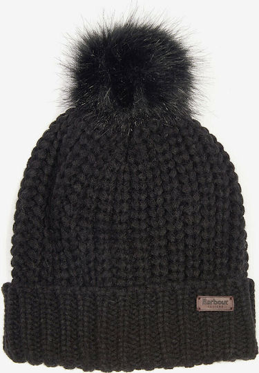 Saltburn Pom Pom Beanie Γυναικείος Σκούφος με Rib Πλέξη σε Μαύρο χρώμα