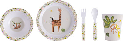 Ladelle Baby Melamine Feeding Set Jungle 5pcs White