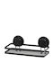 Wandmontiertes Badezimmerregal Metallisch mit 1 Regal und Saugnäpfen 25x12x11.5cm Schwarze