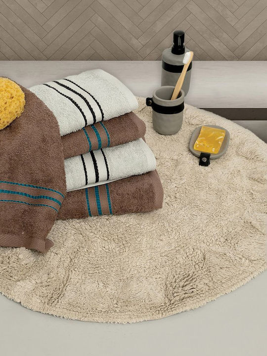Palamaiki Bath Mat Cotton Round Maya 9-100543-001 Cloud Width 70cm