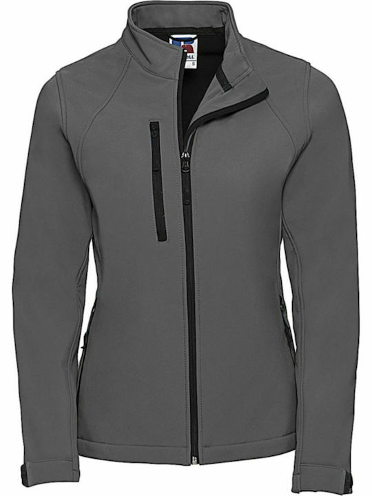 Russell Europe R-140F-0 Women's Short Sports Softshell Jacket Waterproof and Windproof for Winter Gray