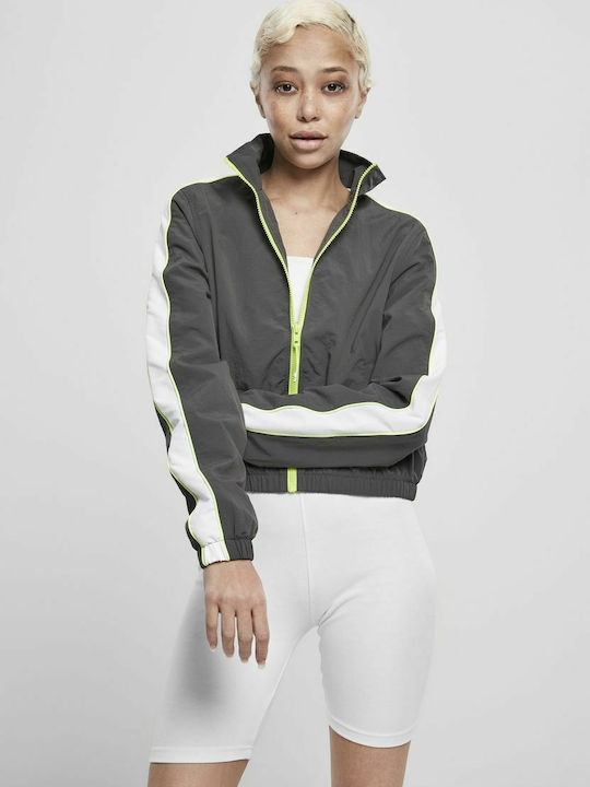 Women's Running Short Sports Jacket Windproof for Winter Dark Shadow/Electric Lime