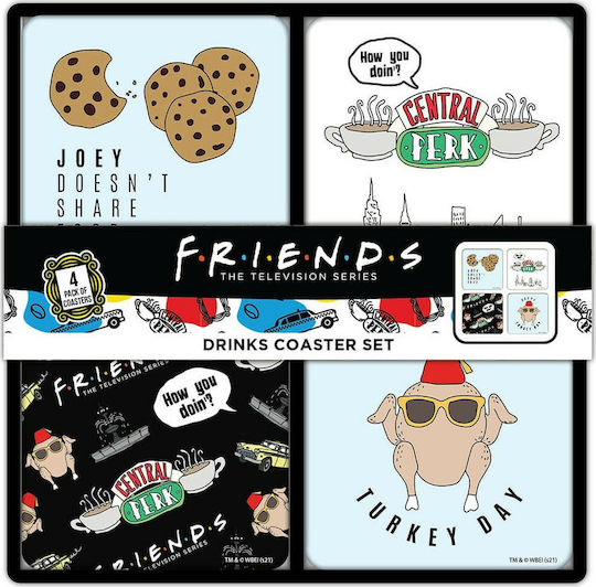 Blue Sky Studios Paper Multicolour Coasters Friends 4pcs