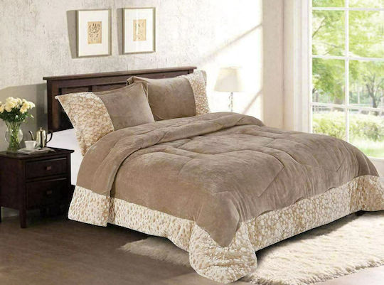 Kipper Κουβερτοπάπλωμα Σετ Υπέρδιπλο 220x240εκ. Pilar Beige 3τμχ