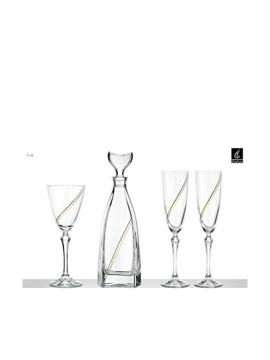 Capolavoro Wedding Carafe Set with Wine & Champagne Glasses made of Crystal 4pcs
