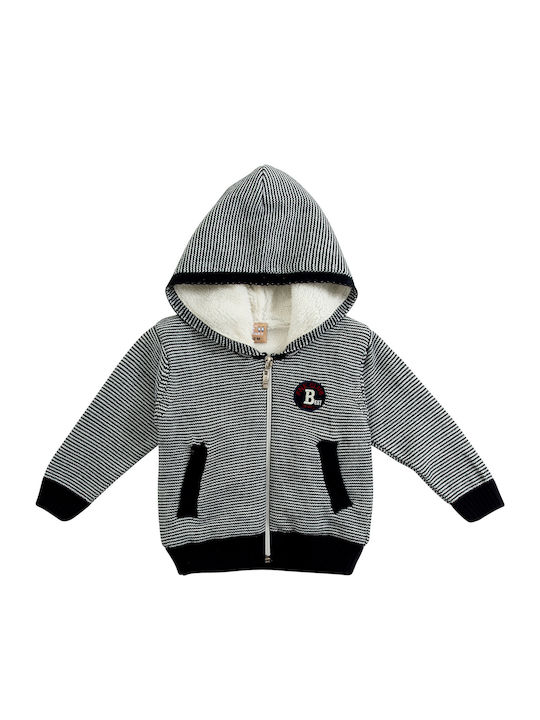 Funky Boys Knitted Hooded Cardigan with Zipper Gray