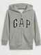 GAP Kids Sweatshirt Cardigan Fleece with Hood Gray