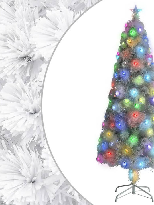 Decorated Christmas White Tree with Metallic Base and LED Lighting H210cm