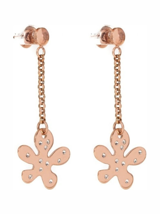 Folli Follie Slopes Earrings made of Steel Gold Plated with Stones Folli Follie Slopes Earrings made of Steel Gold Plated with Stones