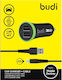 Budi Car Charger 17W 3.4A with 2xUSB-A Ports and Lightning Cable Black Color