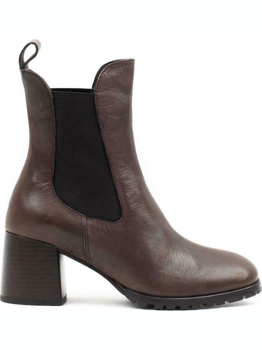 Leather Women's Ankle Boots Brown