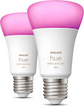 Philips Smart LED Bulbs 6.5W for Socket E27 and Shape A60 RGBW 806lm Dimmable 2pcs