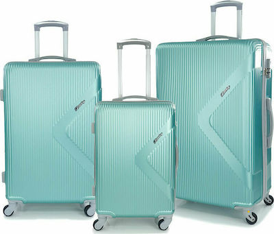 Playbags Travel Suitcases Hard Turquoise Maximum Height 75cm with 4 Wheels Set of 3pcs