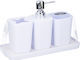 05998 Plastic Bathroom Accessory Set White 4pcs