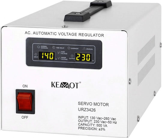 Kemot MSER-1000 Σταθεροποιητής Τάσης Servo 1000VA με 2 Πρίζες Ρεύματος