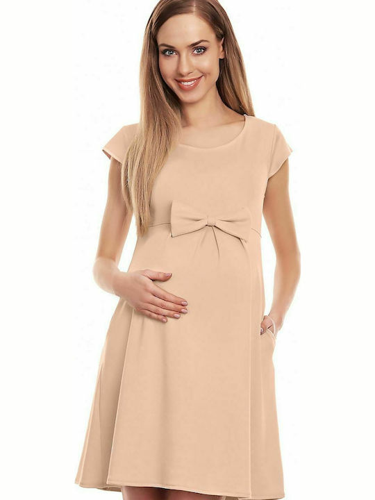 PeeKaBoo 0129 Κοντομάνικο Φόρεμα Εγκυμοσύνης Μπεζ