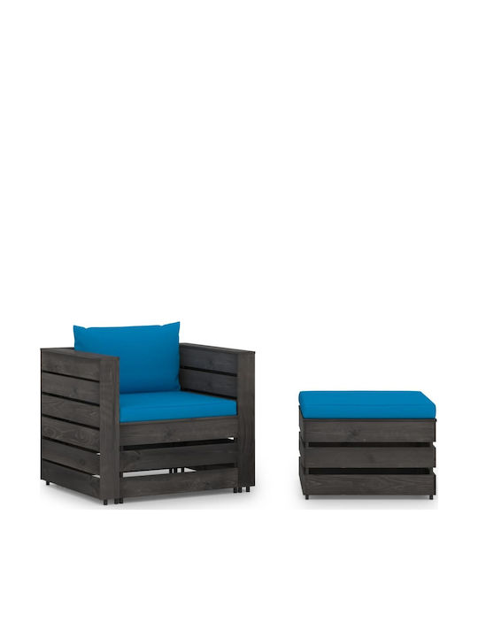 Outdoor Living Room Set with Pillows Γκρι / Γαλάζιo 2pcs