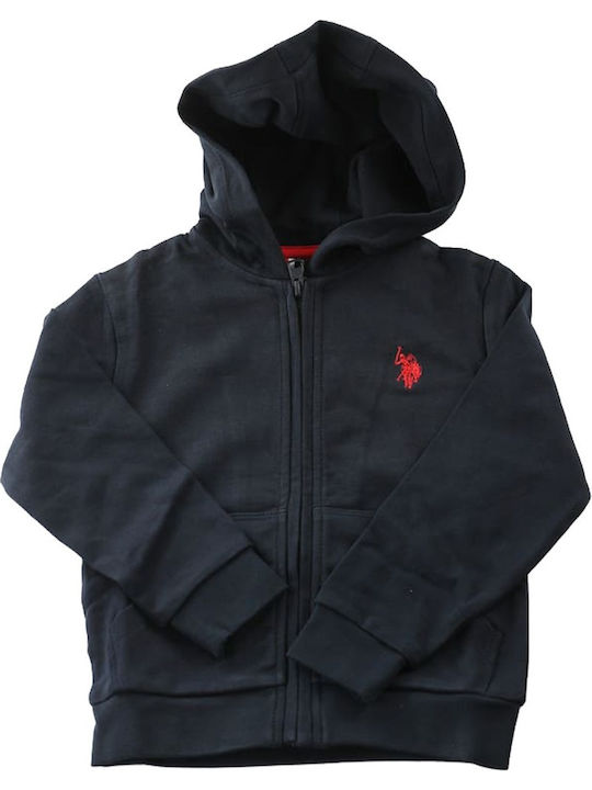 U.S. Polo Assn. Boys Hooded Sweatshirt Deny with Zipper Navy Blue