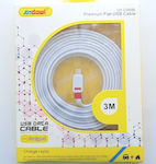 Andowl Flat USB 2.0 Cable USB-C male - USB-A male Λευκό 3m (QY-C069B)