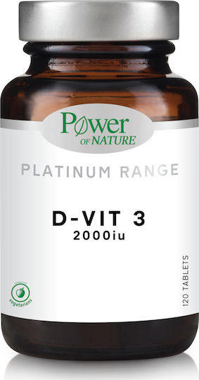 Power Of Nature Platinum Range D-Vit 3 Βιταμίνη για Ενίσχυση του Ανοσοποιητικού & την Υγεία των Οστών 2000iu 120 ταμπλέτες