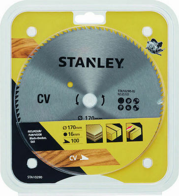 Stanley STA10290 Cutting Disc Wood 170mm with 100 Teeth 1pcs