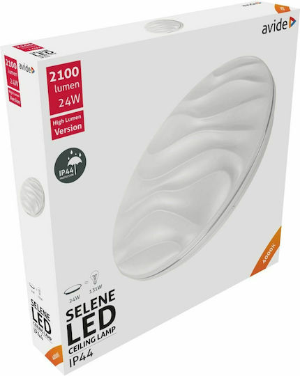 Avide ACLO38NW-24W-SEL44 Πλαφονιέρα Οροφής Μπάνιου 38εκ. Λευκή με Ενσωματωμένο LED