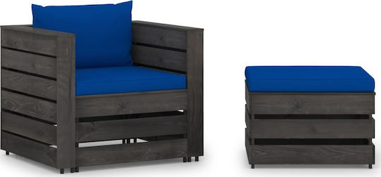 vidaXL Garten- und Outdoor-Möbelsets für kleinen Balkon 2 Stück Grau mit Kissen