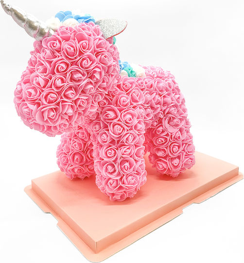 Einhorn aus künstlichen Rosen Pink 30cm in Box