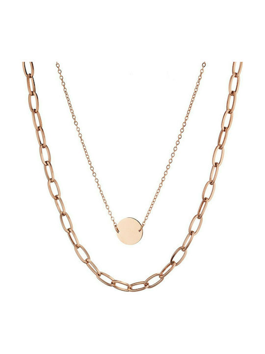 Verorama Necklace from Pink Gold Plated Steel