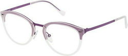 Police Eyeglass Frame Cat Eye Purple VPL283 08NV