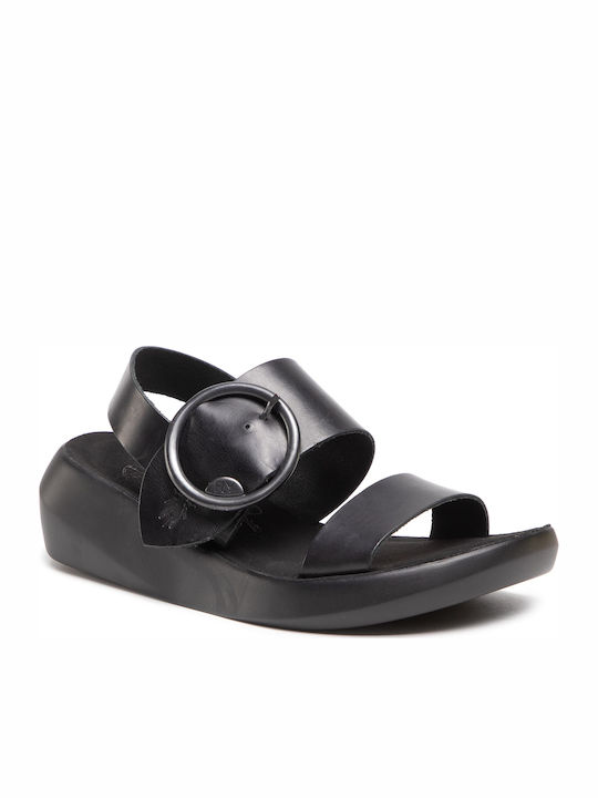 Banifly Din piele Sandale casual damă în Culoare Negru