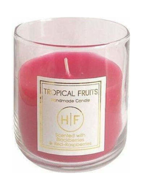 HF Scented Candle Tropical Fruits Jar with Scent Βlackberries & Red-Rasberries Pink 250gr 1pcs