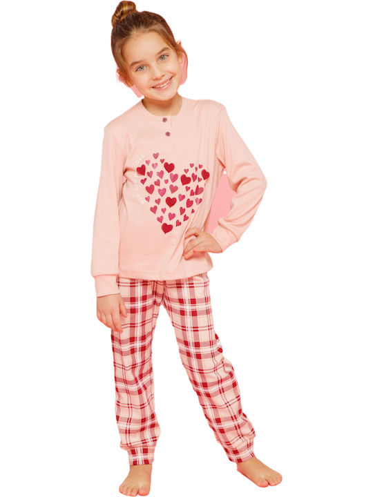 Noidinotte Set Top & Bottom Kids Winter Cotton Pyjamas Pink