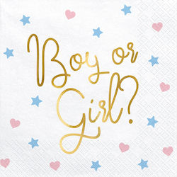 Party Napkins Boy or Girl 33cm 20τμχ White 33x33cm. 20pcs