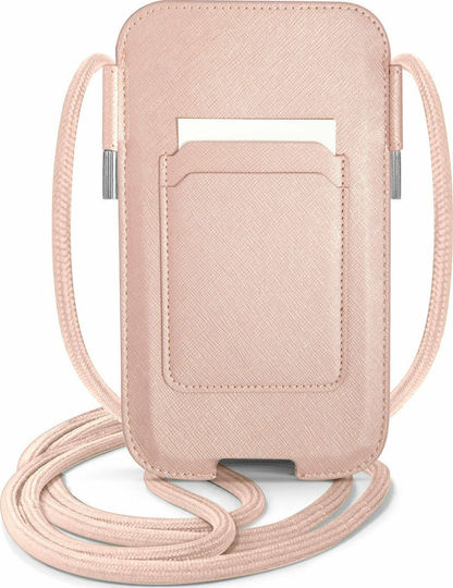 Guess Saffiano Metal Logo L Sock & Pouch Pink