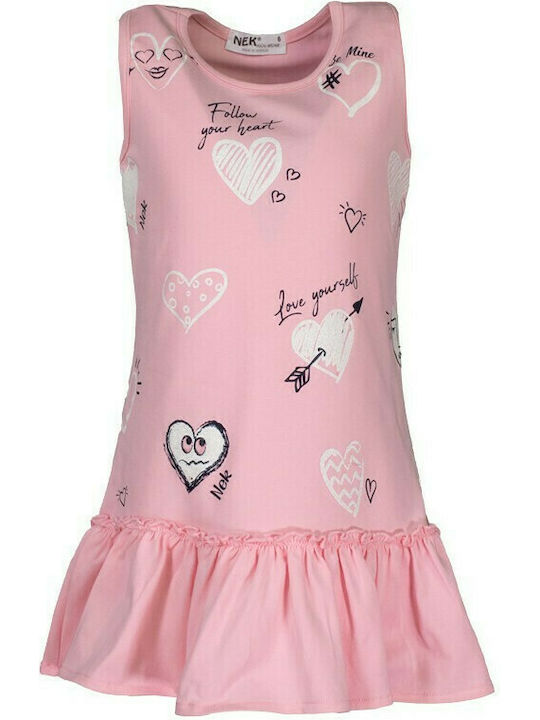 Nek Kids Wear 21- Παιδικό Φόρεμα Αμάνικο Ροζ