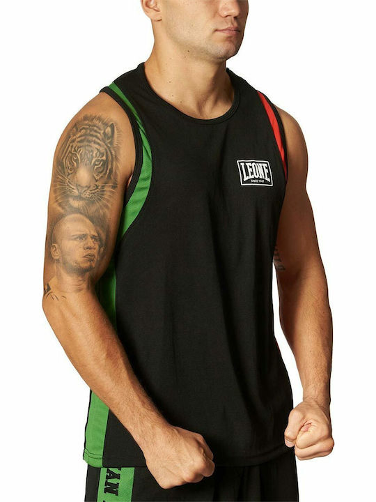 Leone talia Singlet Ανδρική Αμάνικη Μπλούζα AB721 για Boxing Μαύρη