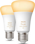 Philips Smart Λάμπες LED για Ντουί E27 και Σχήμα A60 Ρυθμιζόμενο Λευκό 806lm Dimmable 2τμχ