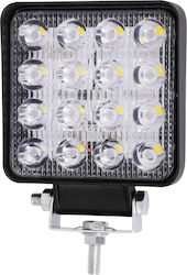 GloboStar PRO Series Τετράγωνος Αδιάβροχος Προβολέας Αυτοκινήτου LED Universal 10 - 30V 48W 10.8cm με Λευκό Φωτισμό 1τμχ