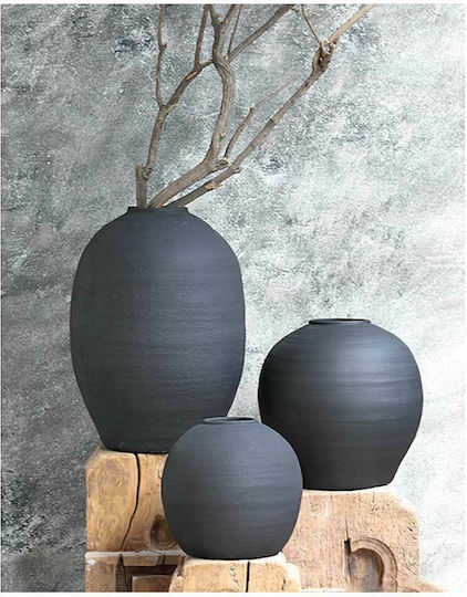 Zaros Decorative Vase Ceramic Black 29.5xHeight 28cm