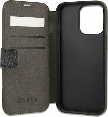 Guess 4G Metal Logo Synthetic Leather Book Gray (iPhone 13 Pro)