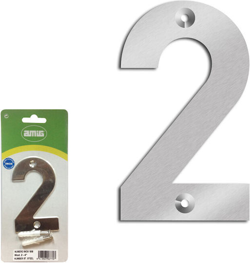 Amig Sign with Number in Silver Color Inox 10cm 27713
