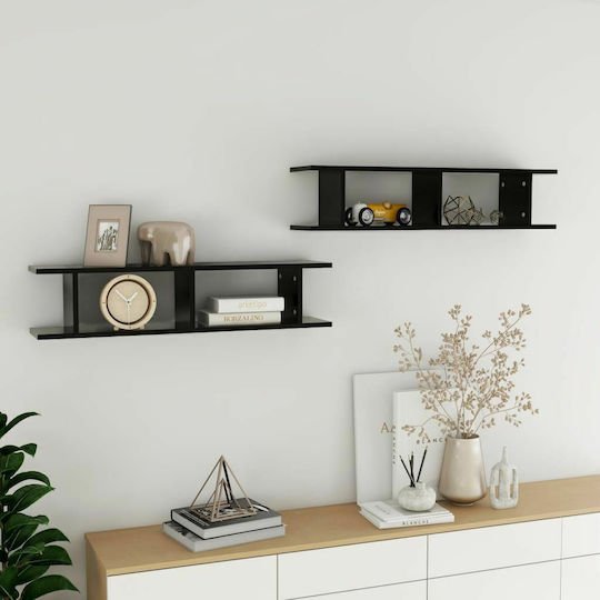 Rafturi Perete 2buc 90x18x20cm Negru Rafturi Perete 2buc 90x18x20cm Negru