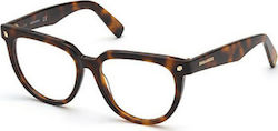Dsquared2 Plastic Eyeglass Frame Brown Tortoise DQ5327 052