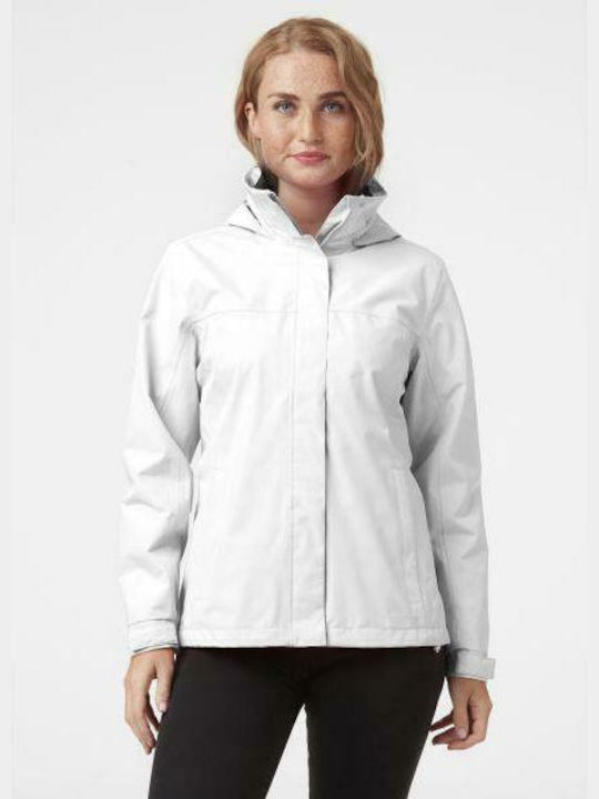 Helly Hansen Aden Γυναικείο Αθλητικό Μπουφάν Αδιάβροχο Λευκό