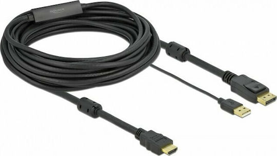 DeLock Кабел DisplayPort мъжки - HDMI мъжки 7м Черен (85967)